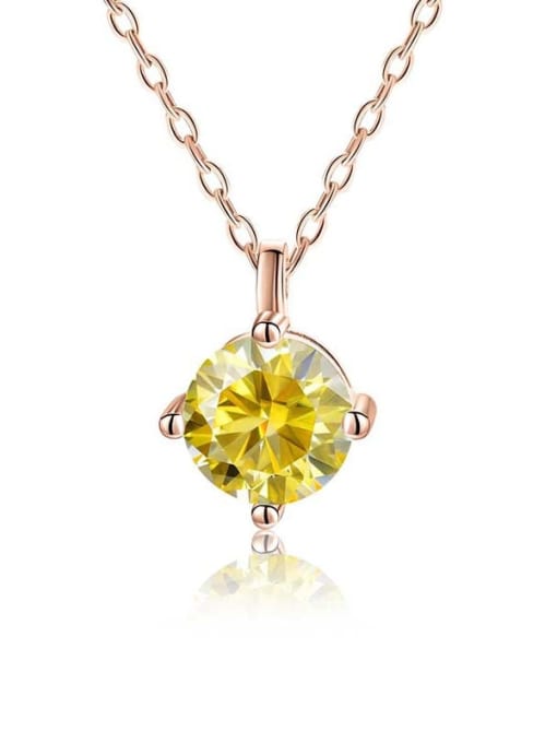 Lemon yellow mousse diamond [rose gold] 925 Sterling Silver Moissanite Geometric Dainty Necklace